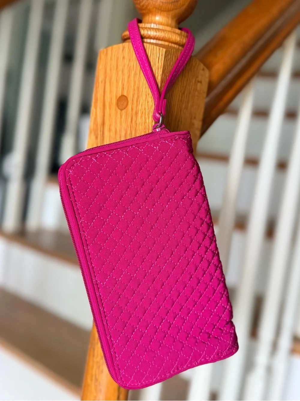 Vera Bradley Hot Pink Quilted RFID Zip Around Wristlet Wallet